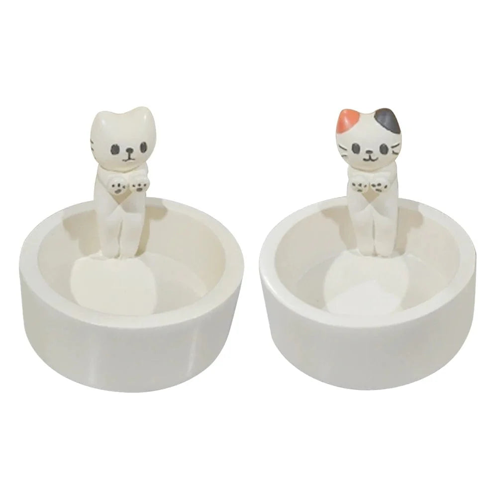 Whimsical White Cat Candle Holder