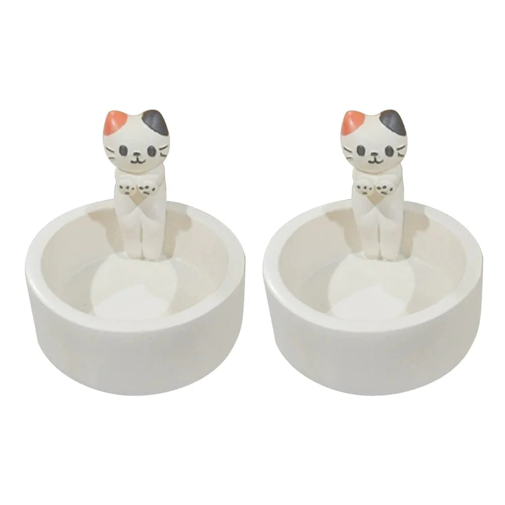 Whimsical White Cat Candle Holder